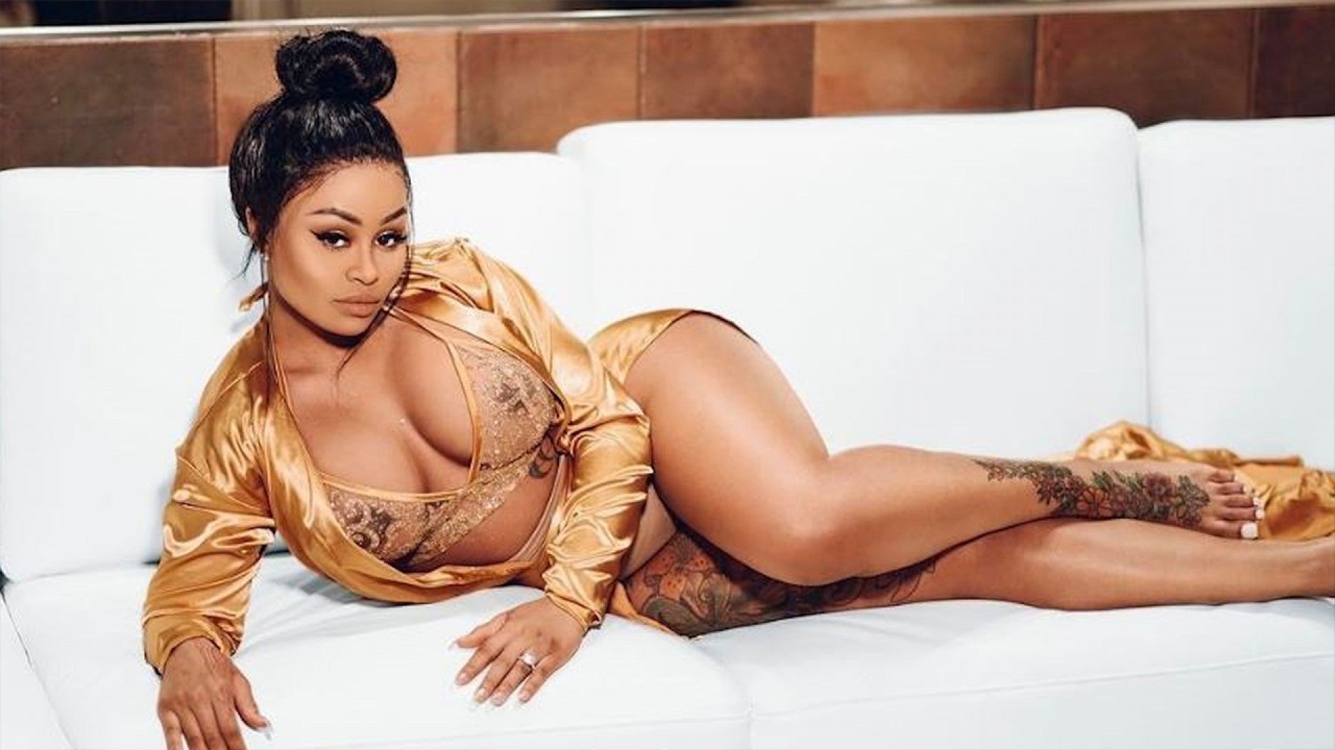 Blac Chyna Shows Off Post-Pregnancy Body in Sheer Gold Ensemble.
