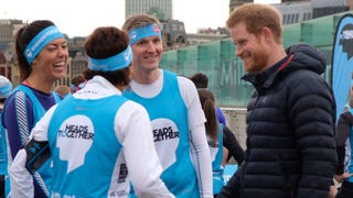 Prince Harry Cheers on Marathon Runners in Training