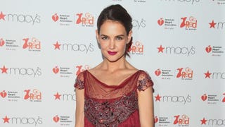 Katie Holmes Shimmies and Shakes in Fringe-Covered Red Dress