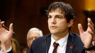 Ashton Kutcher Blows a Kiss at John McCain From Senate Floor