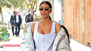Kim Kardashian Suffers Wardrobe Malfunction in Bizarre Corset-Sweatpants Look