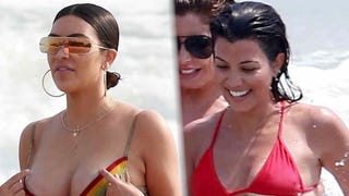 Kim and Kourtney Kardashian Flaunt Sexy Beach Bods in Mexico