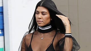 Kourtney Kardashian Rocks a Totally Sheer Top and Mesh Bra!