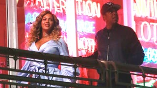 Beyonce Glows in Cleavage-Baring Dress For Romantic Date With JAY-Z