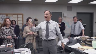 Watch Tom Hanks 'Toast to Telling the Truth' on Set of 'The Post' (Exclusive)