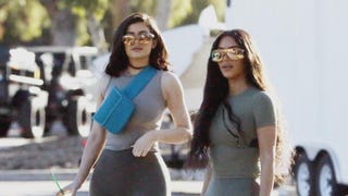 Kim Kardashian and Kylie Jenner Are Twinning in Chic Spandex -- With Heeled Boots!