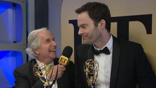 Watch Bill Hader Adorably Crash Henry Winkler's Backstage Interview (Exclusive)