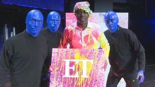 Watch the Blue Man Group Throw Paint at ET's Kevin Frazier (Exclusive)