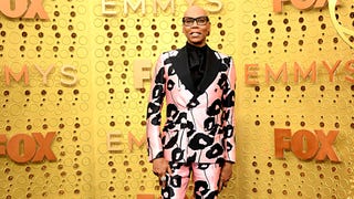 2019 Emmys: RuPaul Shines in Pink Pantsuit and Pussy Bow