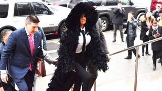 Cardi B Wears Feather Coat With 15-Foot Train to Court Appearance  