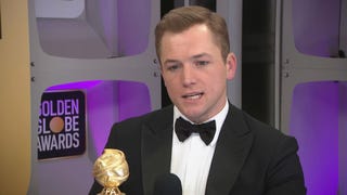 Golden Globes 2020: Taron Egerton Reacts to 'Rocketman' Win (Exclusive)