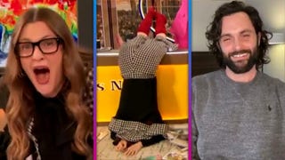 Drew Barrymore Freaks Out and Falls After Penn Badgley Surprises Her 