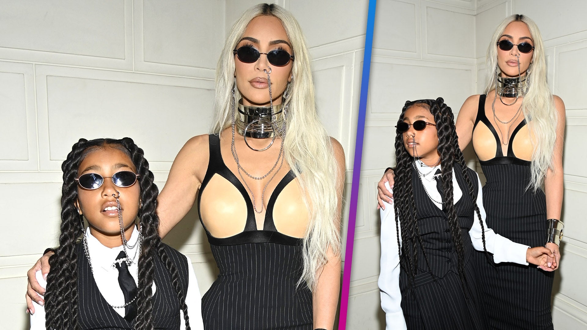 Kim Kardashian and North West Wear Matching Nose Rings While Attending Paris Fashion Show