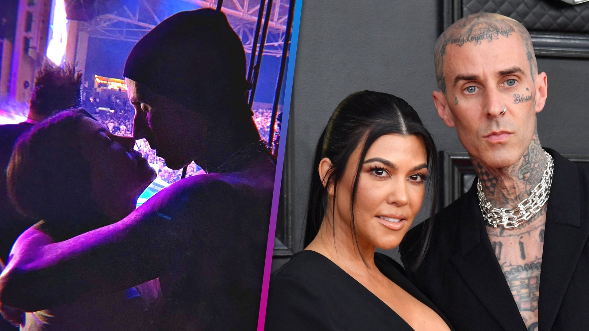 Kourtney Kardashian and Travis Barker Hold Hands and Kiss During MGK Tour Stop