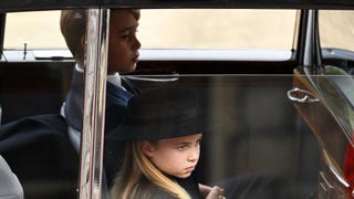 Prince George and Princess Charlotte Arrive to Queen's Committal Service With Mom Kate Middleton