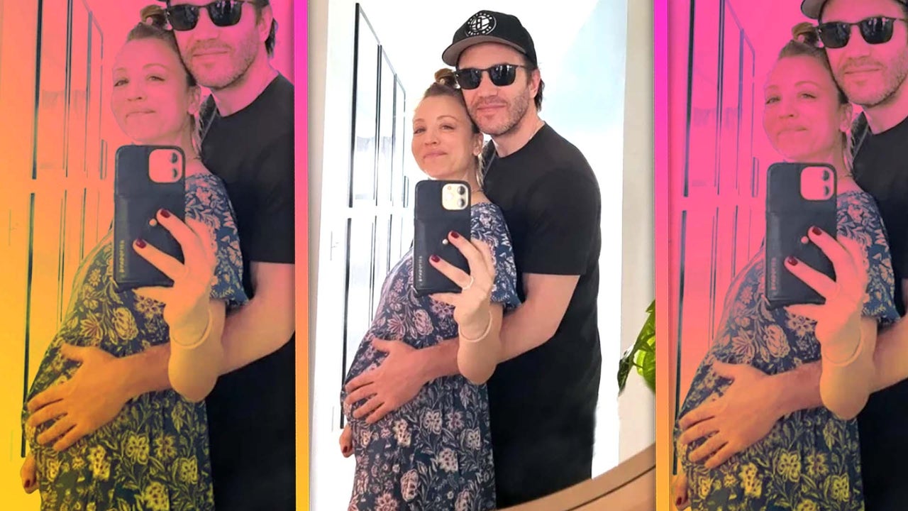 Tom Pelphrey Cradles Kaley Cuoco's Baby Bump in New Pregnancy Snap