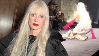 Supermodel Kristen McMenamy Stumbles Her Way Down Paris Runway 