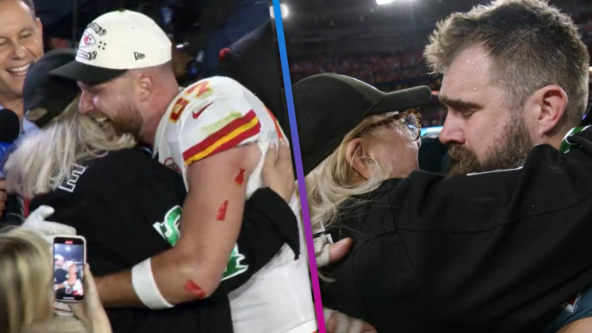 Kelce Brothers Tear Up While Reuniting With Mom Donna After Super Bowl LVII 