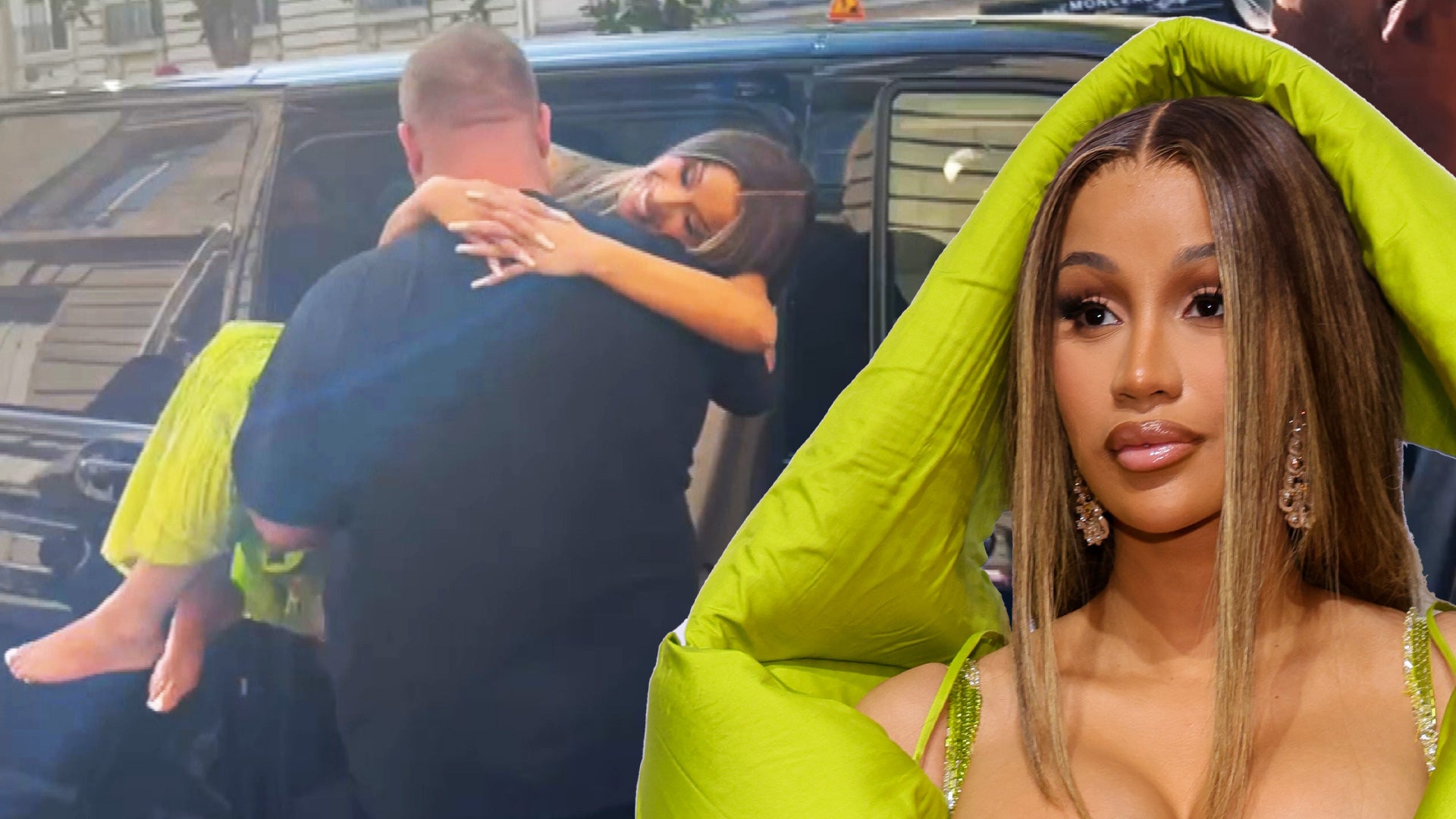 Cardi B Carried by Bodyguard After Ditching Her Shoes