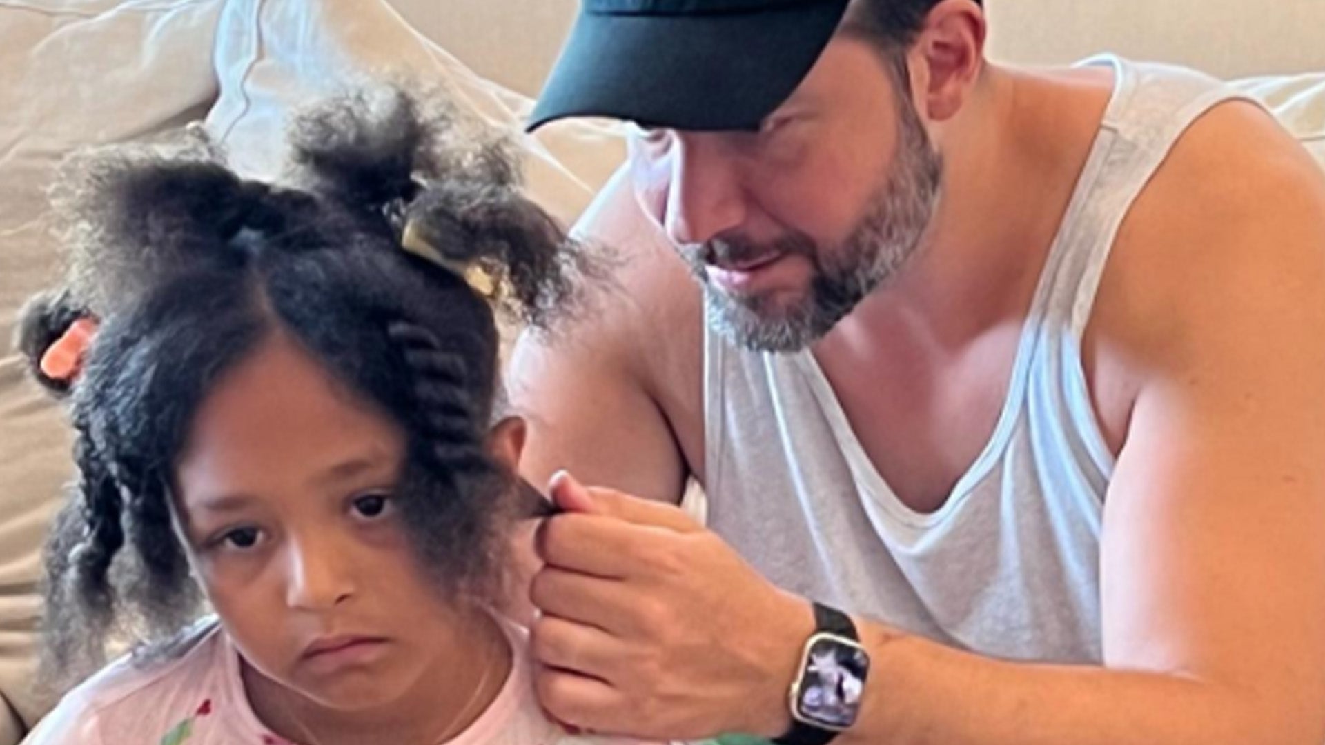 Serena Williams Daughter Olympia is Not Impressed by Dad Doing Her Hair picture