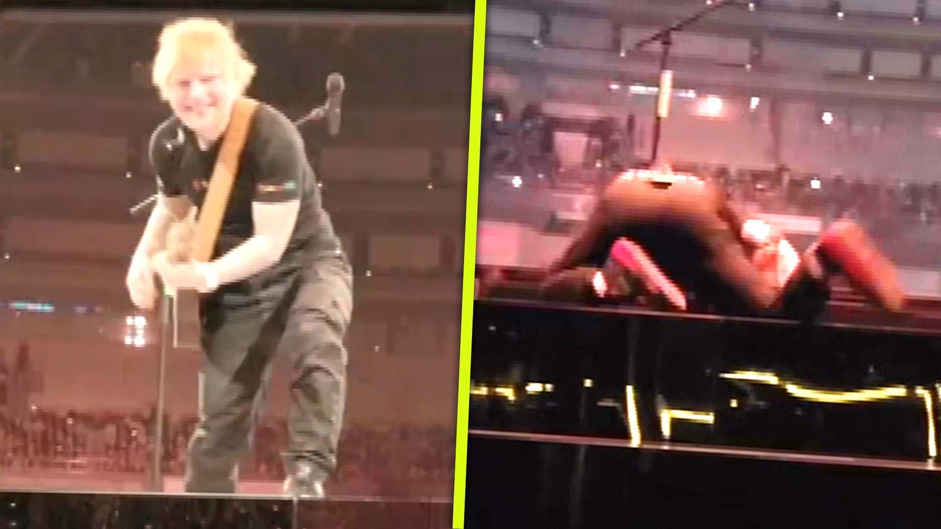 Watch Ed Sheeran Gracefully Recover After Falling on Stage