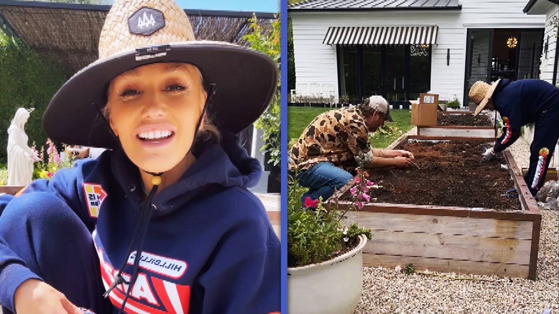 Gwen Stefani and Blake Shelton show off their farming skills around town