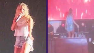 Carrie Underwood Appears to Take a Tumble After Rain-Soaked Performance