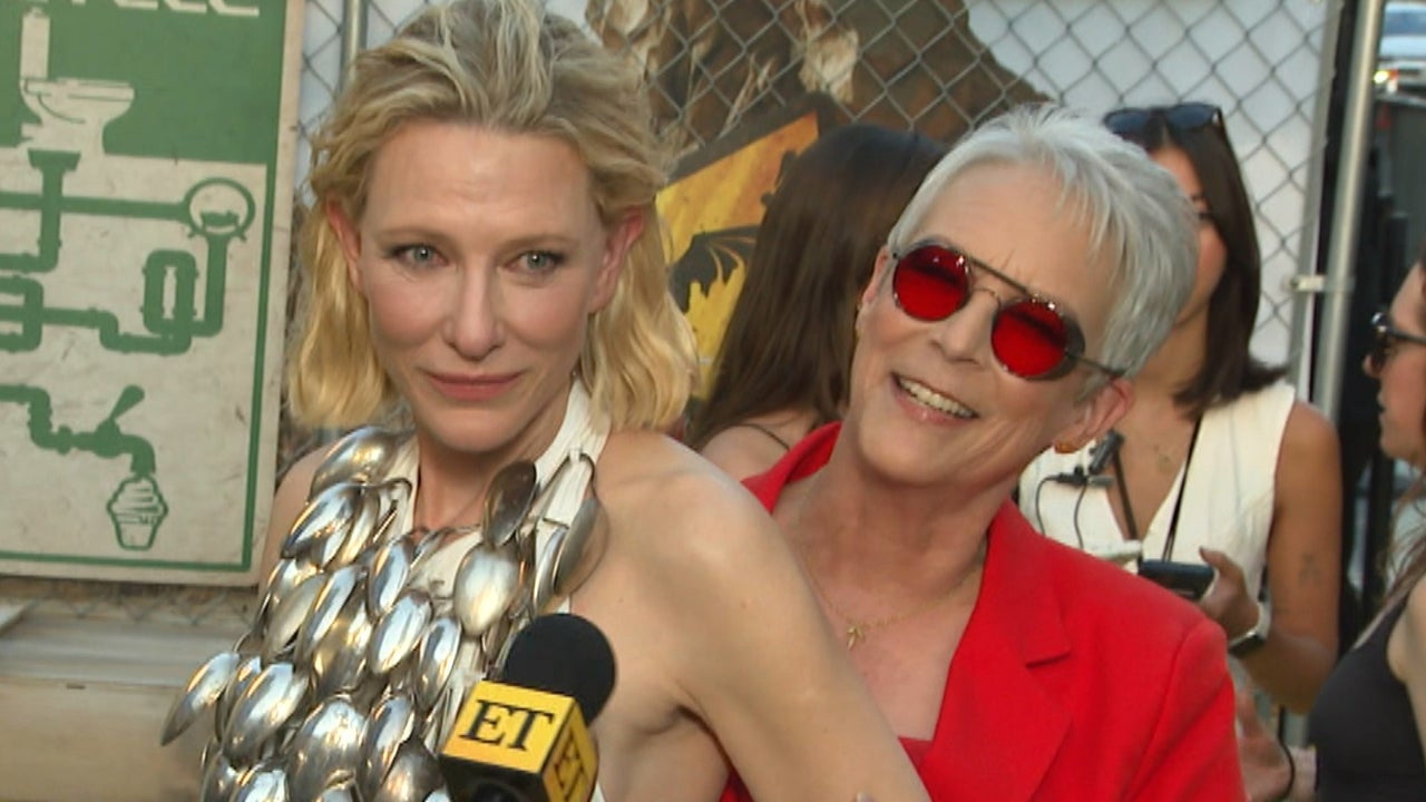 Watch Jamie Lee Curtis Shield Cate Blanchett’s Wardrobe Malfunction During Interview (Exclusive)