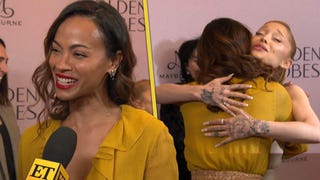 Watch Zoë Saldaña Run to Hug Ariana Grande Mid-Interview! (Exclusive)