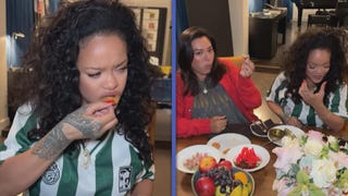 Rihanna Puts Twist on 'Soccer Mom' Life Eating Chicken Nuggets With Caviar