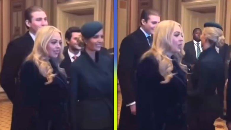 Barron Trump Photobombs Sisters Ivanka and Tiffany astatine  Dad Donald's Presidential Inauguration