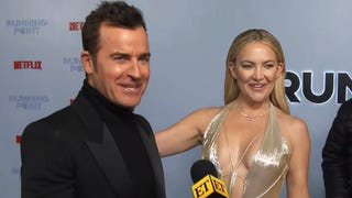 Kate Hudson Crashes Justin Theroux's Interview at the 'Running Point' Premiere (Exclusive)