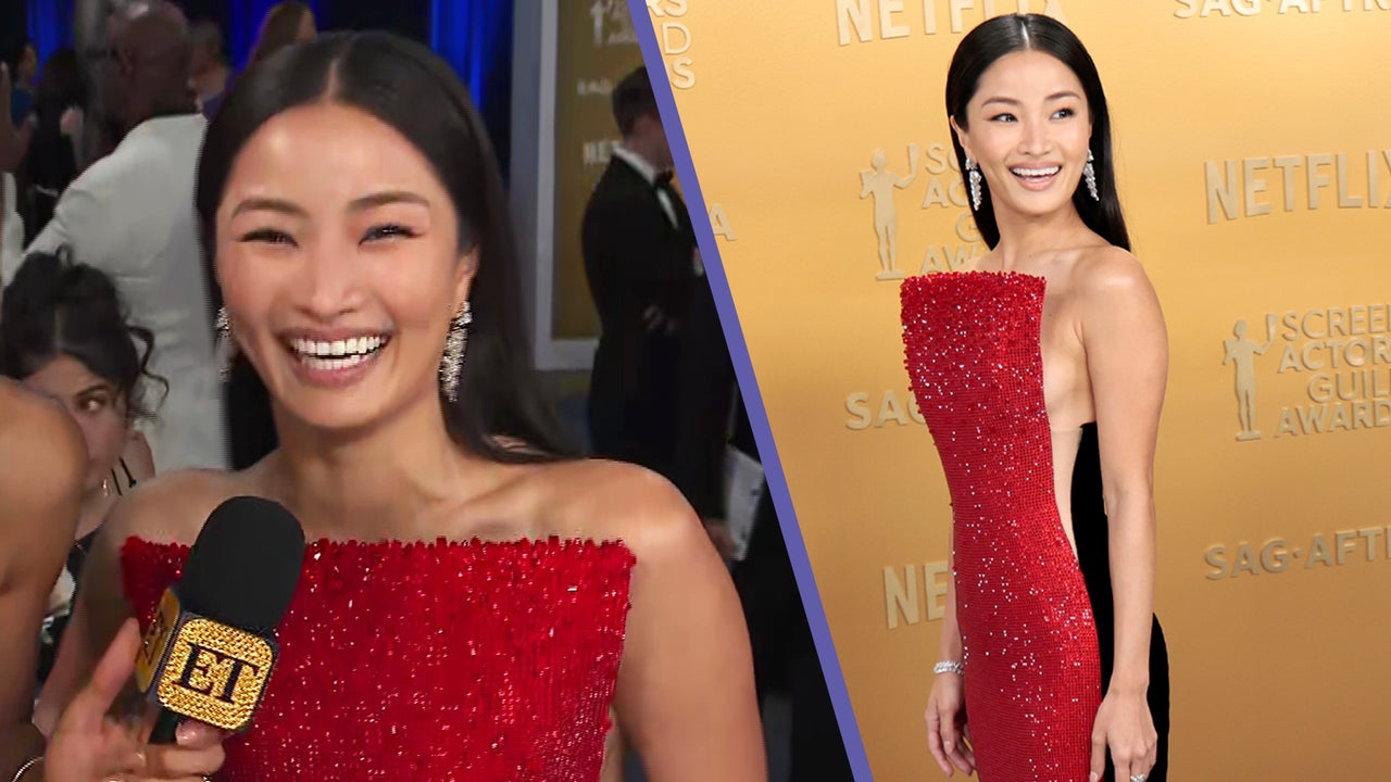 anna sawai red dress Anna Sawai's 2025 SAG Awards Red Carpet Gown Casts a Glittering Optical  Illusion