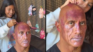 Dwayne Johnson Is Covered in Glitter as Daughters Do His Makeup