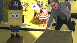 SpongeBob SquarePants Gets Hands and Footprints Cemented in Hollywood