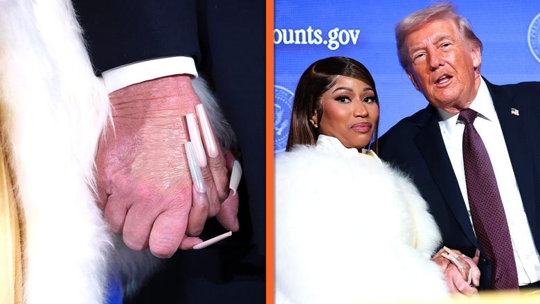 Nicki Minaj Holds President Trump's Discolored Hand and Declares She's His No. 1 Fan