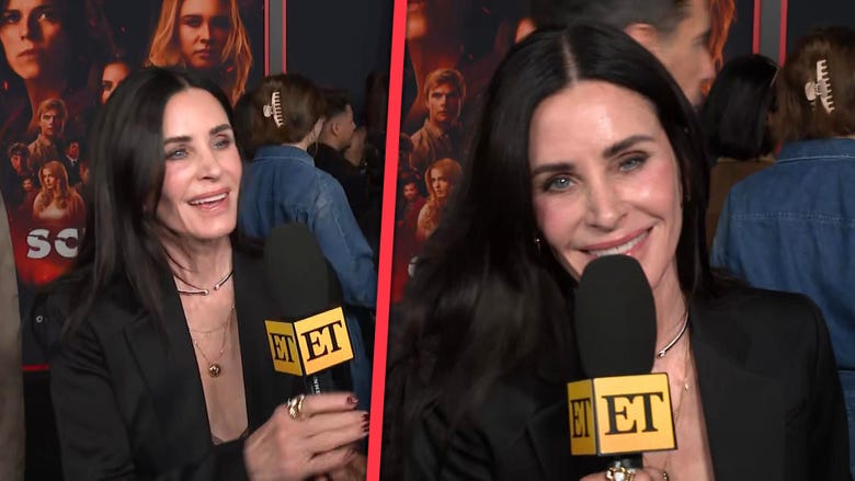 Watch Courteney Cox Go Full Gale Weathers and Steal Microphone Mid-Interview (Exclusive)