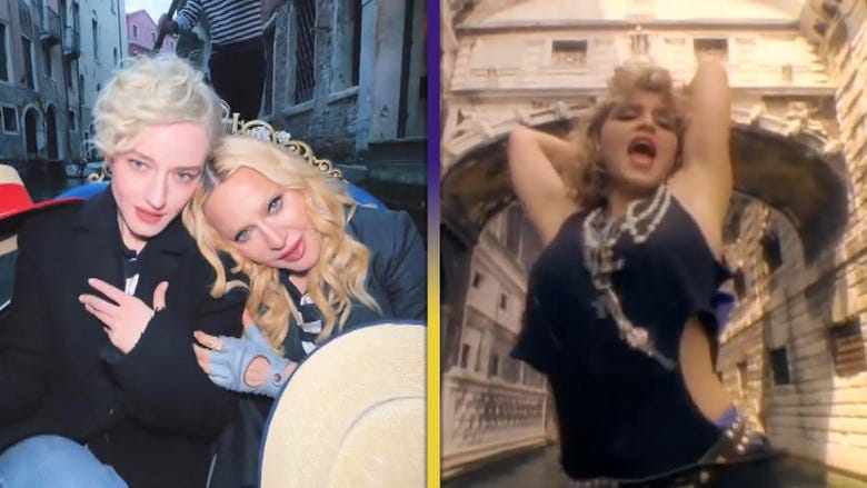Madonna Recreates 'Like a Virgin' Music Video With Would-Be Biopic Star Julia Garner
